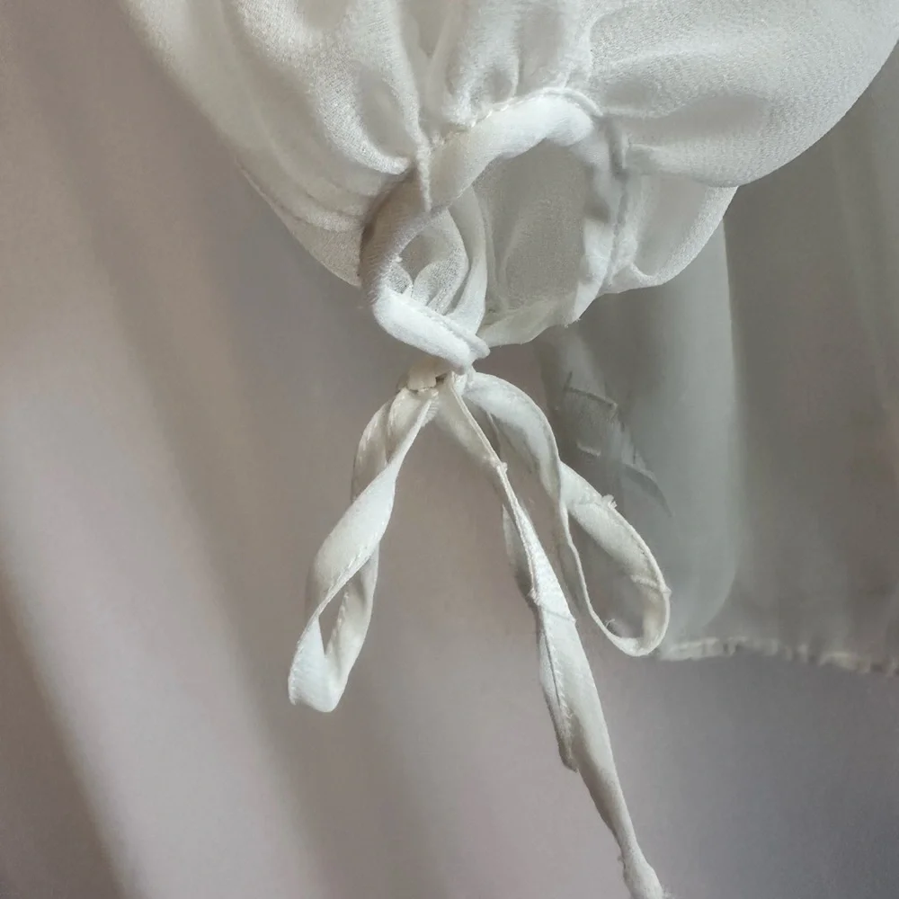 GUESS Sheer Long Sleeve Blouse With Lace Detail - Picture 5 of 8